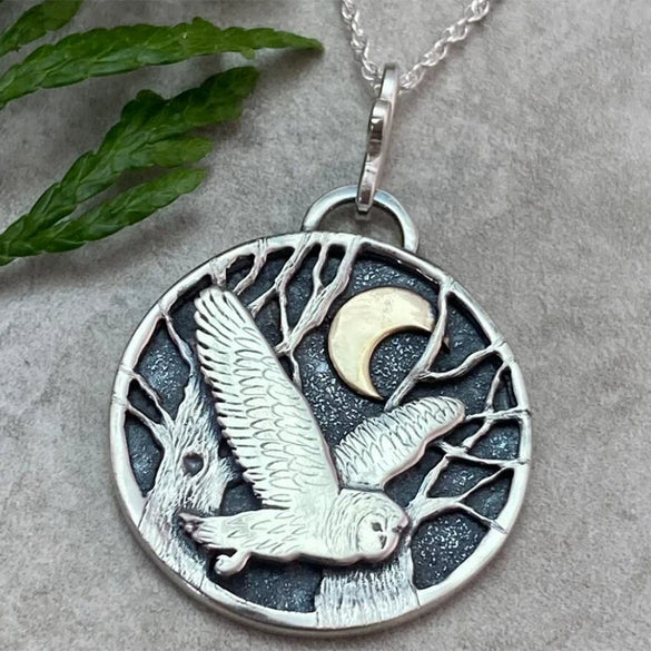 Alloy Owl Crescent Pendant Hiphop Style Clavicle Chain With Animal Zodiac Pattern And Electroplating Treatment