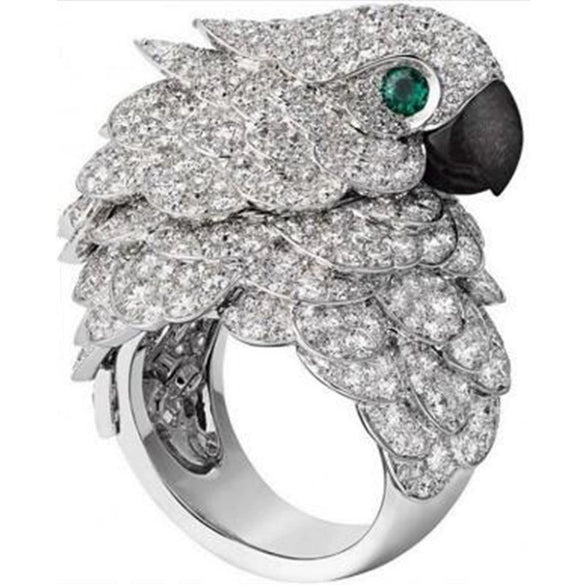 Alloy Owl Diamond Ring Electroplated Hand Jewelry For Women