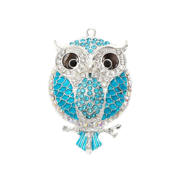 Alloy Owl Rhinestone Animal Air Outlet Jewelry Accessories Pendant With Electroplating