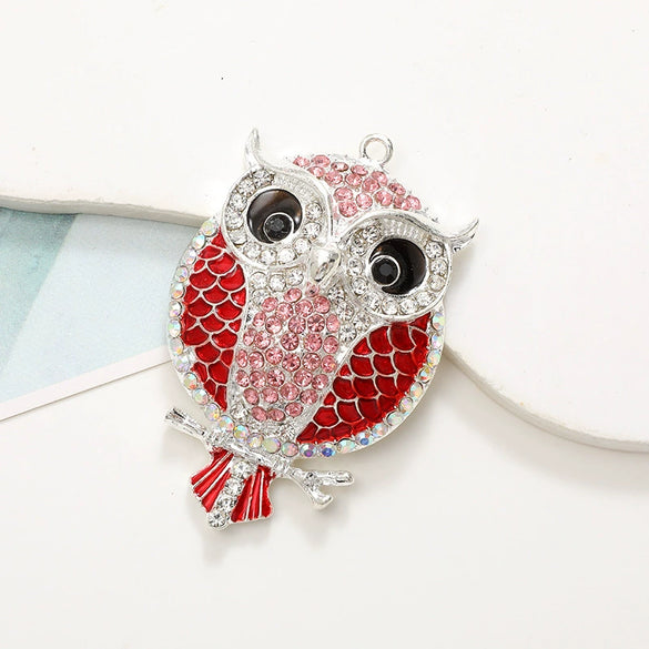Alloy Owl Rhinestone Animal Air Outlet Jewelry Accessories Pendant With Electroplating