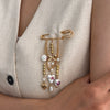 Alloy Peach Heart And Star Bow Beaded Brooch With Electroplating For Women