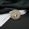 Alloy Pearl And Diamond Garment Brooch Geometric Heart Shape Electroplated