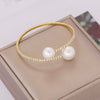 Alloy Pearl And Rhinestone Elastic Women's Bracelet With Circle Pattern And Electroplating