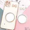 Alloy Pearl Bow Diamond Round Mirror Cosmetic Mirror Phone Case Jewelry Accessories Electroplated