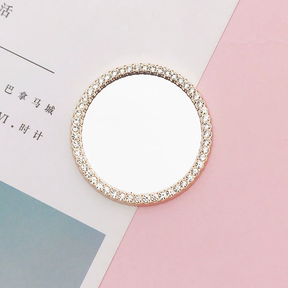 Alloy Pearl Bow Diamond Round Mirror Cosmetic Mirror Phone Case Jewelry Accessories Electroplated