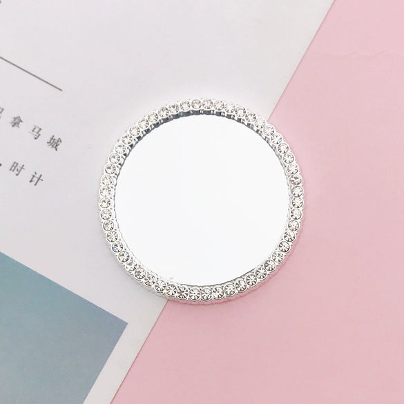 Alloy Pearl Bow Diamond Round Mirror Cosmetic Mirror Phone Case Jewelry Accessories Electroplated