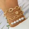 Alloy Pearl Bracelet Retro Style Geometric English Letter Love Electroplating Unisex