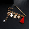 Alloy Pearl Brooch With Cartoon Santa Elk Snowflake Dripping Oil Design For Women