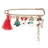 Alloy Pearl Brooch With Cartoon Santa Elk Snowflake Dripping Oil Design For Women