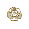 Alloy Pearl Camellia Flowers Brooch Electroplated For Women