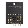 Alloy Pearl Diamond Earrings Set Geometric Oil Dropping Cshaped Heart Electroplated