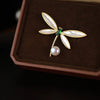 Alloy Pearl Dragonfly Women's Brooch With Flower Pattern And Electroplating Treatment