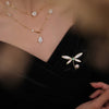 Alloy Pearl Dragonfly Women's Brooch With Flower Pattern And Electroplating Treatment