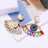 Alloy Pearl Earrings With Diamond Inlay Devil Eye Design Bold Statement Jewelry For Women