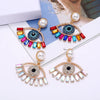 Alloy Pearl Earrings With Diamond Inlay Devil Eye Design Bold Statement Jewelry For Women
