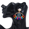 Alloy Pearl Earrings With Diamond Inlay Devil Eye Design Bold Statement Jewelry For Women