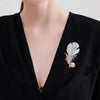 Alloy Pearl Feather Women's Highend Brooch With Flower Pattern And Electroplating Treatment