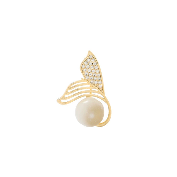 Alloy Pearl Fishtail Women's Antiexposure Brooch With Electroplating