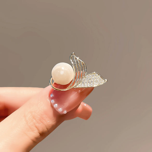 Alloy Pearl Fishtail Women's Antiexposure Brooch With Electroplating