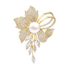 Alloy Pearl Flower Brooch For Women Electroplated Highgrade Fixed Suit Coat Jewelry
