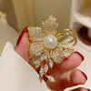 Alloy Pearl Flower Brooch For Women Electroplated Highgrade Fixed Suit Coat Jewelry
