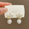 Alloy Pearl Flower Electroplated Women's Earrings