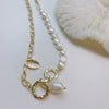 Alloy Pearl Flower Pendant Necklace For Women With Micro Inlay And Ball Chain Young Fashionable And Temperamental Geometric Styling For Autumn And Winter