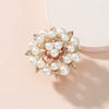 Alloy Pearl Flower Ring Elegant And Exaggerated Unisex Diamondencrusted Open Design