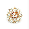 Alloy Pearl Flower Ring Elegant And Exaggerated Unisex Diamondencrusted Open Design