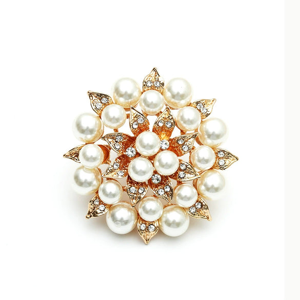 Alloy Pearl Flower Ring Elegant And Exaggerated Unisex Diamondencrusted Open Design