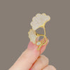 Alloy Pearl Ginkgo Leaf Brooch Electroplated Women's Natural Style Suit Coat Pin Accessories