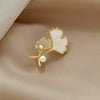 Alloy Pearl Ginkgo Leaf Women's Natural Style Flower Pattern Electroplating Brooch