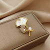 Alloy Pearl Ginkgo Leaf Women's Natural Style Flower Pattern Electroplating Brooch