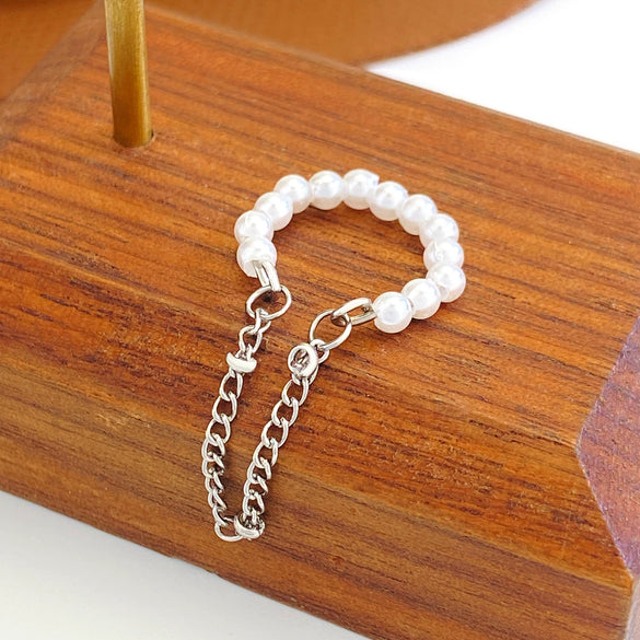 Alloy Pearl Inlaid Geometric Style Tassel Ear Clips For Women