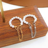 Alloy Pearl Inlaid Geometric Style Tassel Ear Clips For Women