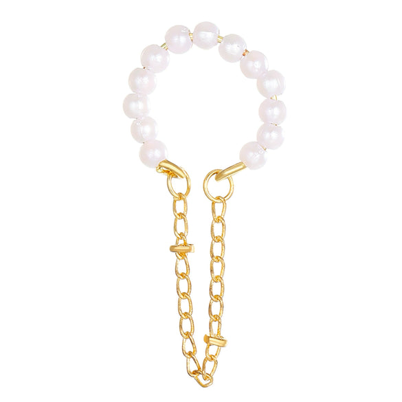 Alloy Pearl Inlaid Geometric Style Tassel Ear Clips For Women