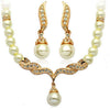 Alloy Pearl Necklace Earrings Two Piece Set With Drop Shape Design And Electroplating