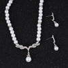 Alloy Pearl Necklace Earrings Two Piece Set With Drop Shape Design And Electroplating