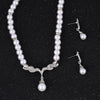 Alloy Pearl Necklace Earrings Two Piece Set With Drop Shape Design And Electroplating