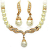 Alloy Pearl Necklace Earrings Two Piece Set With Drop Shape Design And Electroplating