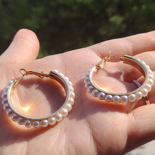 Alloy Pearl Round Electroplating Earrings Wholesale