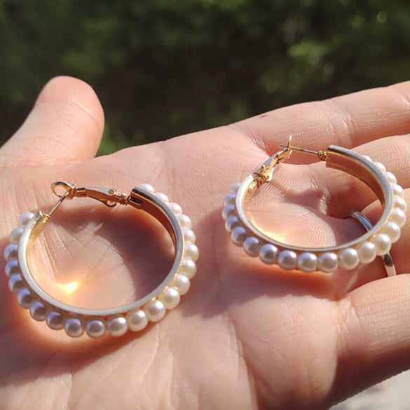 Alloy Pearl Round Electroplating Earrings Wholesale