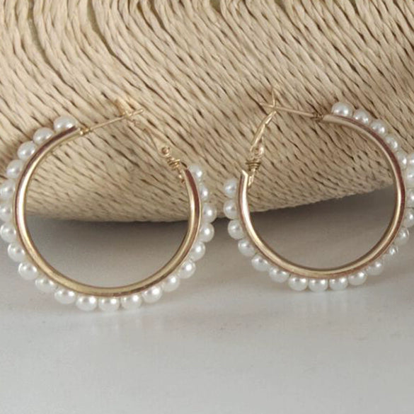 Alloy Pearl Round Electroplating Earrings Wholesale