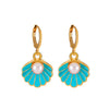 Alloy Pearl Shell Women's Jewelry With Marine Organisms Pattern Electroplated Clavicle Chain And Earrings