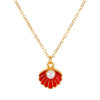 Alloy Pearl Shell Women's Jewelry With Marine Organisms Pattern Electroplated Clavicle Chain And Earrings