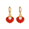 Alloy Pearl Shell Women's Jewelry With Marine Organisms Pattern Electroplated Clavicle Chain And Earrings