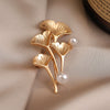 Alloy Pearl Women's Minimalist Flower Shaped Electroplated Ginkgo Leaf Antiexposure Coat Brooch