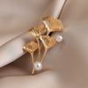 Alloy Pearl Women's Minimalist Flower Shaped Electroplated Ginkgo Leaf Antiexposure Coat Brooch