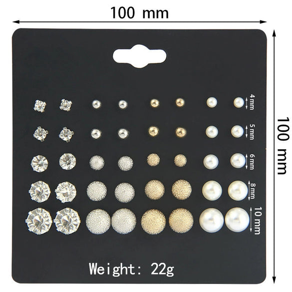 Alloy Pearl Zircon Earrings For Women Electroplating Jewelry