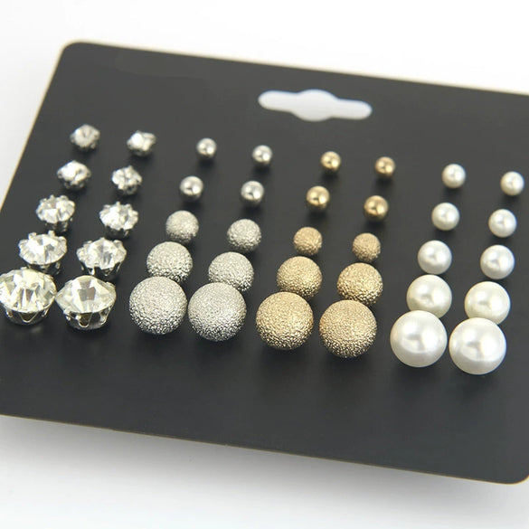 Alloy Pearl Zircon Earrings For Women Electroplating Jewelry
